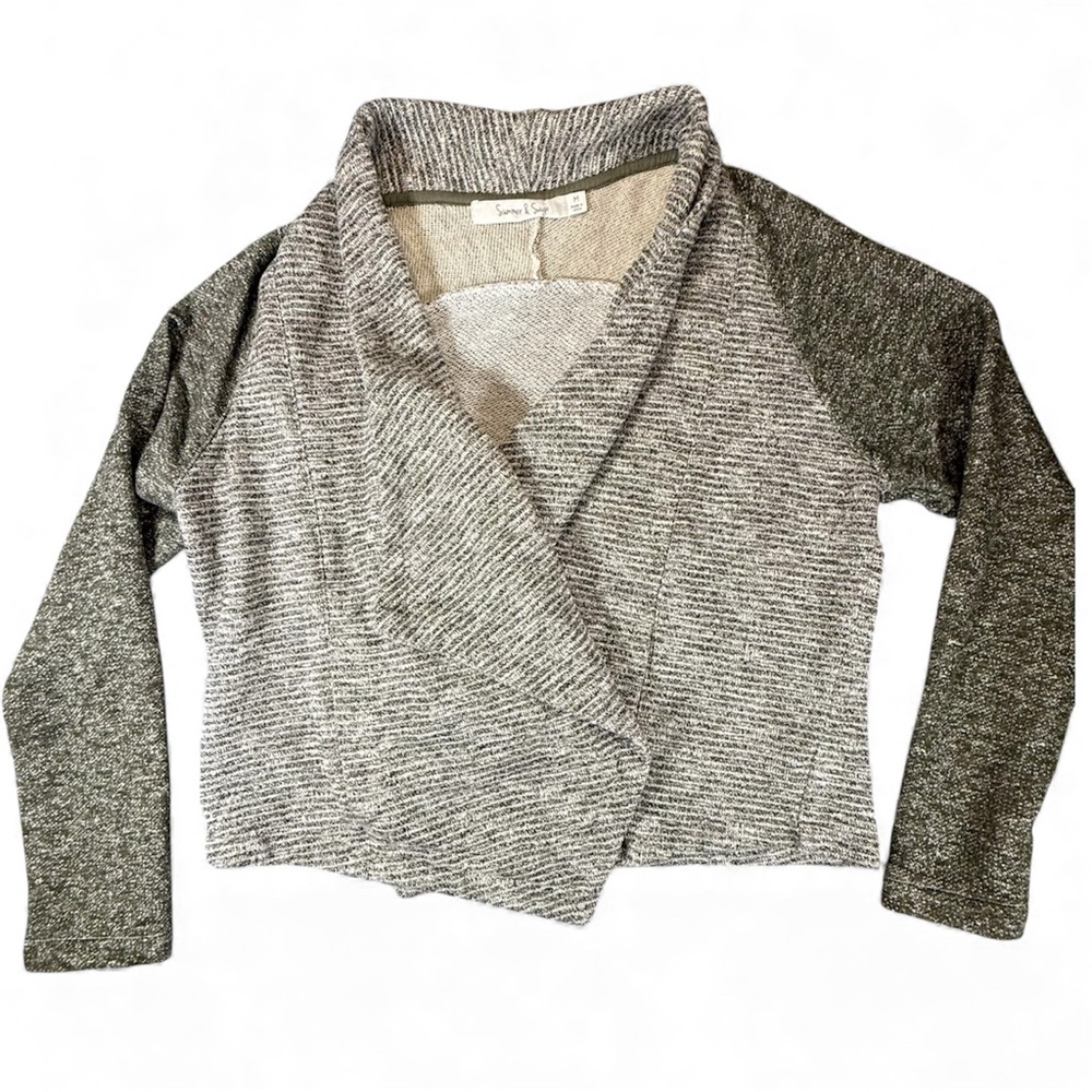 Summer & Sage Two-Tone Drape Cardigan Jacket, Size M EUC